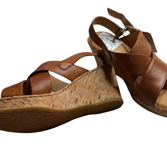 NEW NWT SAMI CORK WEDGE SANDAL BY BORN BRAND. TAN. SIZE WOMEN'S 10M. - Picture 14 of 14
